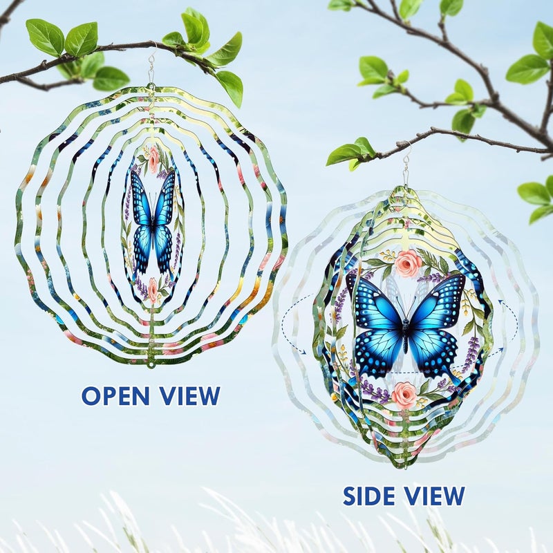 FLAGWIX Butterfly Wind Spinners Outdoor - 3D Stainless Steel Metal Spinner 12 in - Birthday Gifts for Mom, Butterfly Gifts for Women, Yard Decorations Outdoor, Garden Decor - Image 4